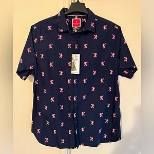 NWT Denim & Flower Button Up Shirt XL Ricky Singh Christmas Santa Claus Pride